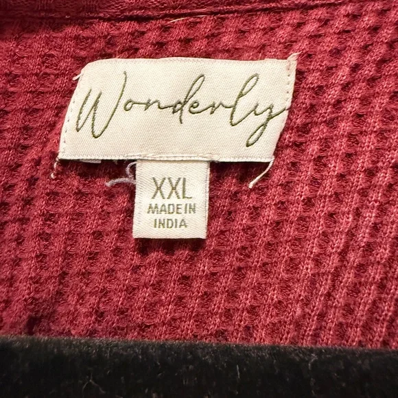 Wonderly Burgundy Waffle Knit Sweatshirt - Picture 2 of 3